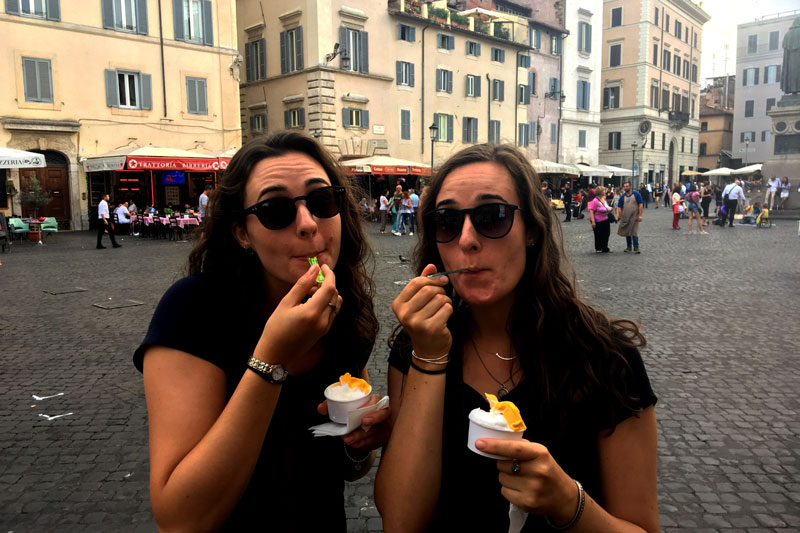 2 Lauren and Emily eating Gelato
